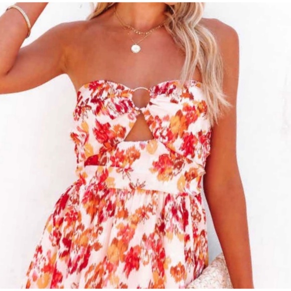 1 LEFT! Floral Strapless Maxi Dress - Picture 3 of 5